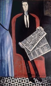 Retrato de un hombre con un periódico de Andre Derain