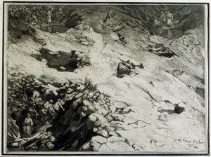 Refugio en agujeros de bombas durante la Primera Guerra Mundial de Andre Devambez