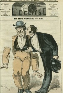 Una palabra vengativa, el primer caballero deja caer los brazos cuando escucha la palabra "censura". Portada en "L