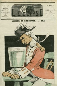 Hora del ajenjo, ilustración de un poema de Gill. Portada en 