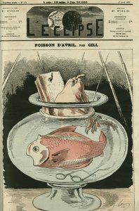 Pez de abril, el pez siendo Adolphe Thiers (1797-1877). Portada en "L