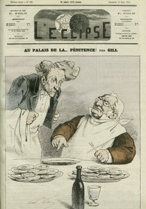 En el palacio de la penitencia, caricatura del Presidente de la República Adolphe Thiers (1797-1877). Portada en "L