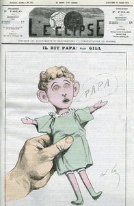 Caricatura de Napoleón Eugenio Luis Bonaparte (1856-1879), hijo de Napoleón III. Portada en L