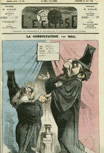 Caricatura de Adolphe Thiers (1797-1877) y Leon Gambetta (1838-1882), políticos franceses. Portada en “L