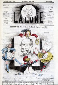 Caricatura de Johann Strauss Jr. (1825-1899) en “La Luna”, 6 de enero