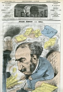 Caricatura de Jules Simon (1814-1896), político, historiador de la filosofía, filósofo, ensayista francés. Portada en "L