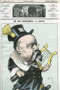 Caricatura de Viscount de Lorgeril, político francés. Portada en L