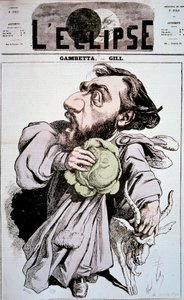 Caricatura de Léon Gambetta, político francés de Andre Gill