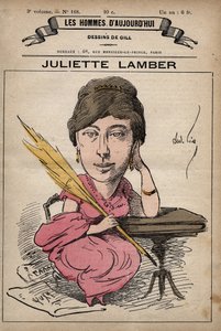 Caricatura de Juliette Adam Lambert 1836-1936 una autora y feminista francesa - de 