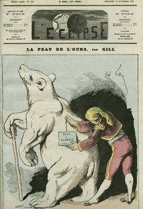 Caricatura de "La piel del oso, piel a la venta", con referencia a políticos considerados vendedores. Portada en "L
