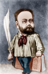 Caricatura del escritor francés Emile Zola (grabado)