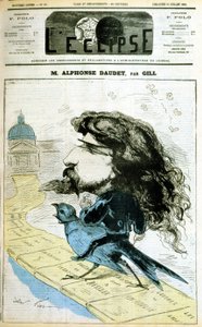 Caricatura sobre Alphonse Daudet y la Academia Francesa - en “L