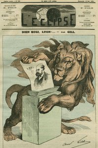 ¡Buen rugi, Lyon!, caricatura para la elección de Arthur Ranc (1831-1908), diputado del Ródano. Portada en 