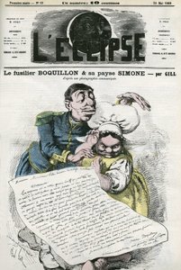 Ilustración de “Fusilier Boquillon y su campesina Simone”. Portada en “L