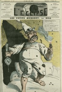 Los pequeños muerden, caricatura de Guillermo I (1797-1888), Rey de Prusia y Emperador de Alemania. Portada en 
