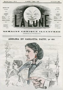 Retrato de Adelina (1843-1919) y Carlotta Patti (1835-1889), cantantes de ópera italianas. Caricatura de Gill, en 