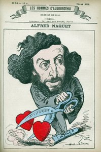 Retrato de Alfred Naquet (1834-1916), un médico, químico y político francés, restableció la ley que autorizaba el divorcio en 1884. Caricatura de Gill, París. de Andre Gill