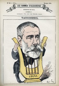 Retrato de Auguste Emmanuel Vaucorbeil (1821-1884), compositor francés y director de la Ópera de París. Caricatura de Gill, París