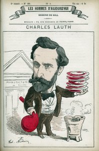 Retrato de Charles Lauth (1836-1913), un químico francés, fue director de la Escuela Superior de Física y Química Industriales (ESPCI) en París. Caricatura de Gill, París de Andre Gill