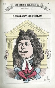 Retrato de Constant Coquelin (1841-1909), actor de teatro francés. Caricatura por Gill, París
