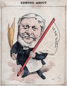 Retrato de Edmond François Valentin About (1828-1885) escritor, periodista y crítico de arte francés - Caricatura de André Gill, en “Les Hommes d