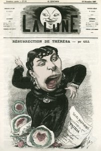 Retrato de Emma Valladon dit Theresa (1837-1913), cantante de opereta francesa. Caricatura de Gill, en 