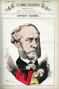 Retrato de Ernest Hamel (1826-1898), abogado y político francés. Caricatura por Gill, en "Les Homme d