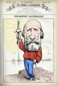 Retrato de Giuseppe Garibaldi (1807-1882), político italiano. Caricatura por Gill, en "Les Homme d