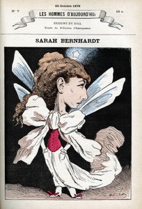 Retrato de Henriette Rosine Bernard, conocida como Sarah Bernhardt (1844-1923), actriz de teatro francesa. Caricatura por Gill, París de Andre Gill