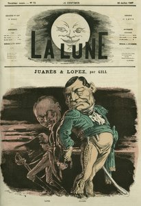 Retrato de Juares y Lopez. Caricatura de Gill, en 