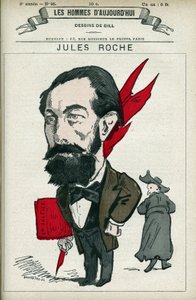 Retrato de Jules Roche (1841-1923), político francés, diputado y ministro de comercio e industria de 1890 a 1892. Caricatura de Gill, París de Andre Gill