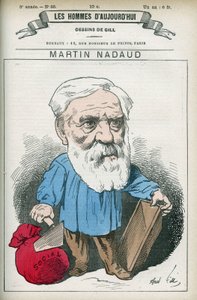 Retrato de Martin Nadaud (1815-1898), maestro y político francés, fue diputado de la Creuse de 1876 a 1889. Caricatura de Gill, París