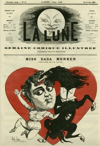 Retrato de Miss Adah-Isaacs Menken, cantante en el teatro de la Gaite en París. Caricatura de Gill, en “The Moon”, 10 de febrero