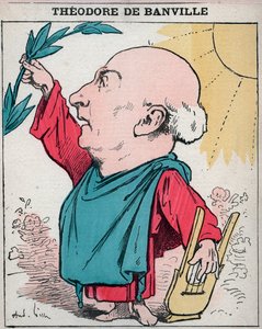 Retrato de Théodore de Banville (1823-1891), poeta francés - Caricatura de André Gill en “Les Hommes d