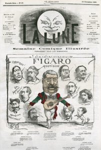 Retrato de periodistas del “Figaro Quotidien”. Caricatura de Gill, en “La Luna”, 18 de noviembre