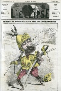 Proyecto de traje para periodistas caballeros, en guardia y protegidos por armadura. Portada en 