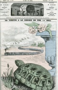La tortuga y el ferrocarril, una ilustración de los avances tecnológicos de los ferrocarriles. Portada en “L