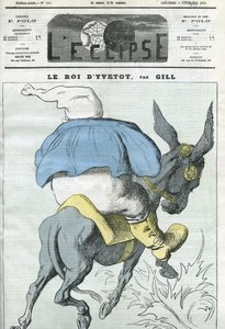 El rey de Yvetot, caricatura de Adolphe Thiers (1797-1877), estadista francés. Portada en "L