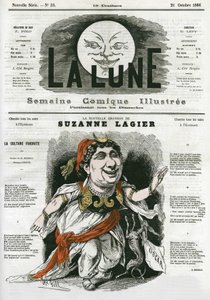 La nueva canción de Suzanne Lagier, cantante en el Eldorado. Caricatura de Gill, en “La Luna”, 21 de octubre