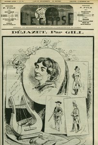 Homenaje y retrato de Virginie Dejazet (1797-1875), cantante de ópera cómica. Portada en L