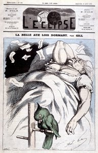 Caricatura de Victoria en "La Bella Durmiente" - por Gill, en "L