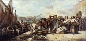 Llegada de los pescadores al Puerto Viejo de Marsella de Andre Marius Guindon