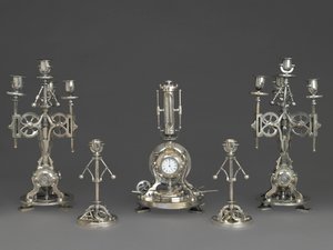 Garnitura de Reloj de Cinco Piezas, c.1880 de Andre Romain Guilmet