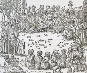 Encuentro entre turcos y árabes, Marruecos, grabado de la Cosmología Universal, por André Thevet (1504-1592), París de Andre Thevet