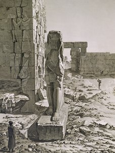 Vista del Coloso en la entrada a las salas hipóstilas del palacio en Karnak, Tebas, lámina 20 del Vol III de 
