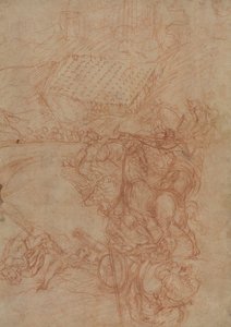 La batalla de Spoleto, c.1575 (tiza roja sobre papel) de Andrea (1539-1614) Vicentino