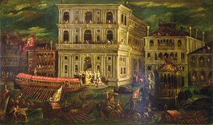 Embarque de la Dogaressa Morosina Morosini Grimani 4 de mayo de 1597, Venecia, c.1600 de Andrea Vicentino