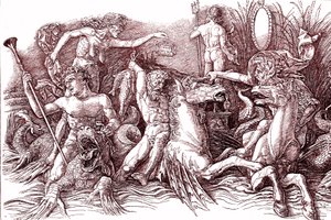 Batalla de los Dioses Marinos según Andrea MANTEGNA (1431-1506). de Andrea (after) Mantegna