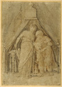 Judith con la cabeza de Holofernes, según Mantegna (pluma y tinta marrón con aguada marrón) de Andrea (follower of) Mantegna
