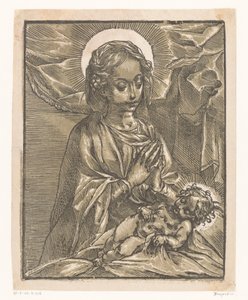 Maria aanbidt het Christuskind de Andrea Andreani